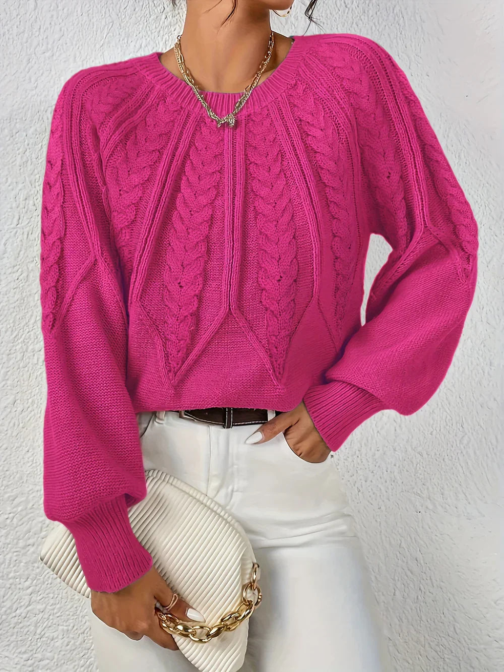 Claudia | Women's Sweater Cotton Cable Knit Casual