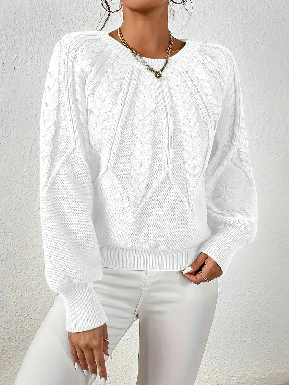 Claudia | Women's Sweater Cotton Cable Knit Casual