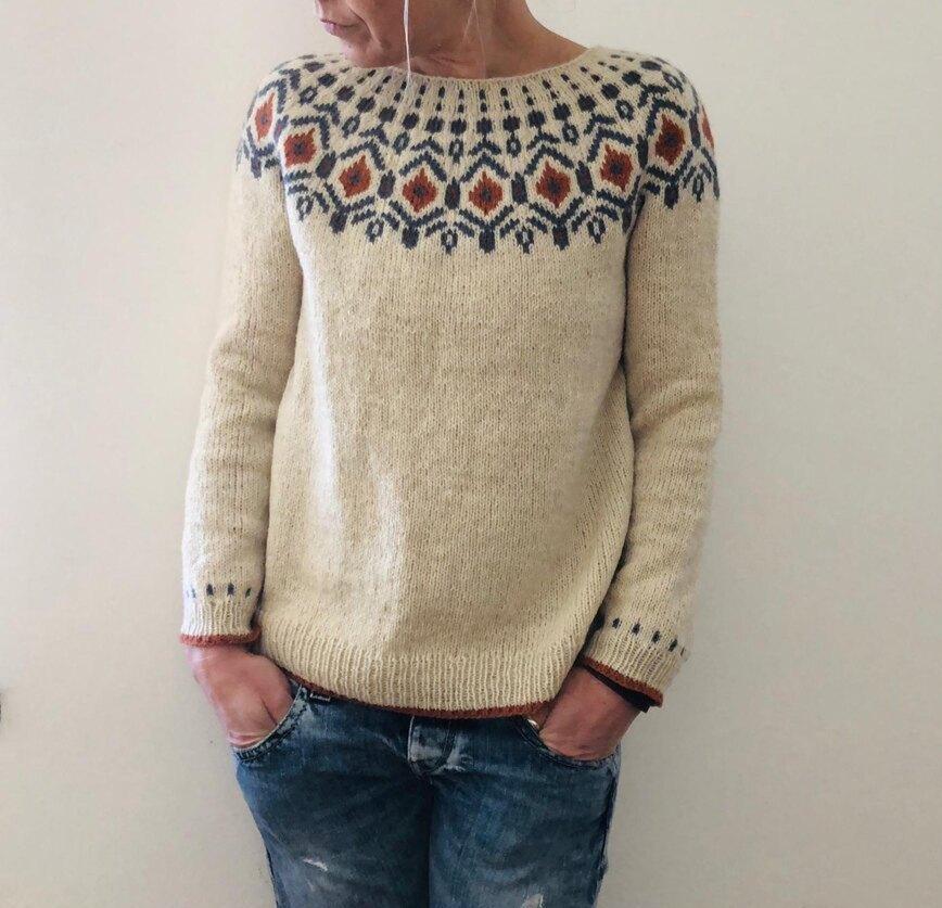 Dafne | Women's Chunky Knit Geometric Pattern Warmth Sweater
