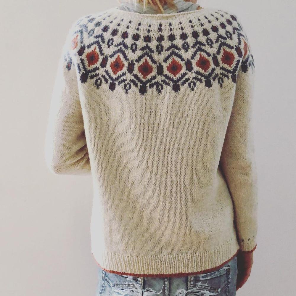 Dafne | Women's Chunky Knit Geometric Pattern Warmth Sweater