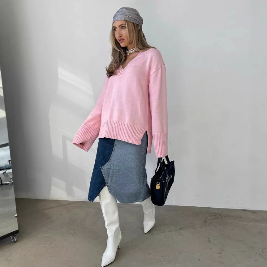 Diana | -Neck Cotton Casual Sweater