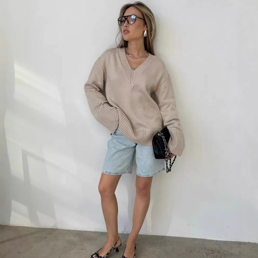 Diana | -Neck Cotton Casual Sweater