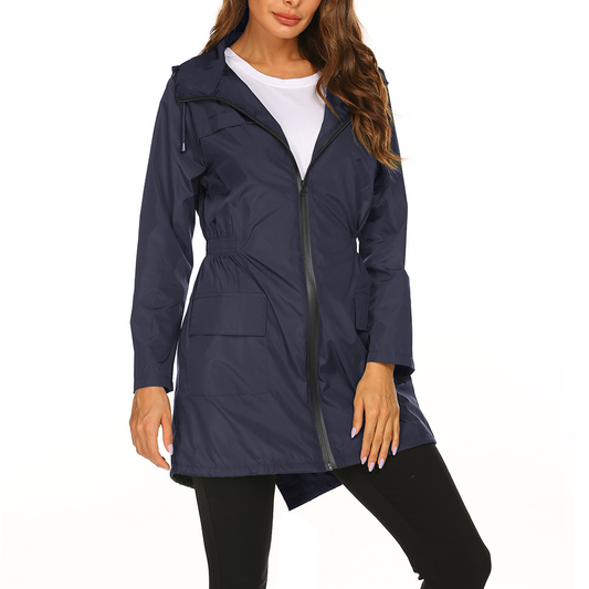 Elena | Women's Rain Jacket Long Waterproof with Hood for Weatherproof Style