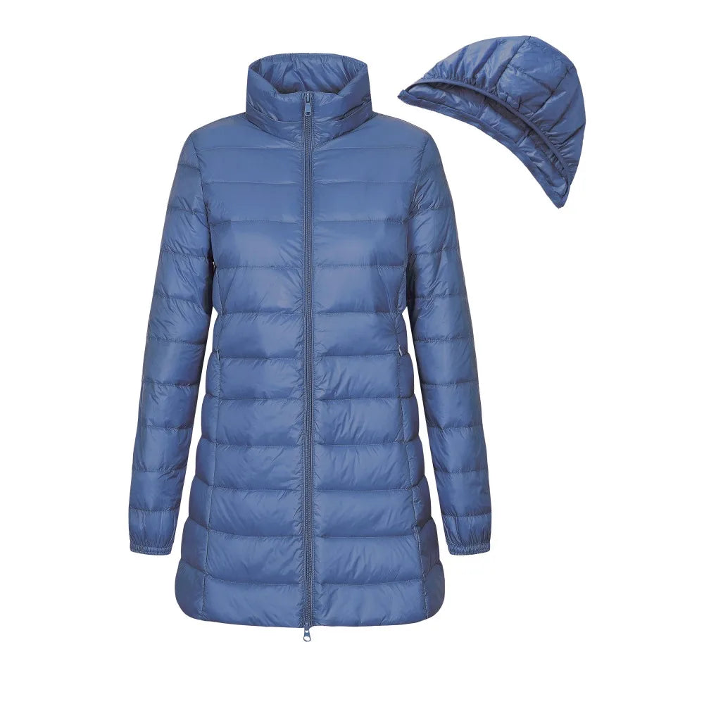 Ariadna | Women's down jacket with hood, long cut