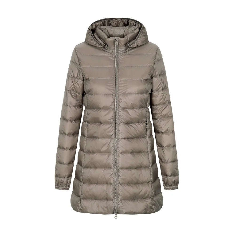 Ariadna | Women's down jacket with hood, long cut