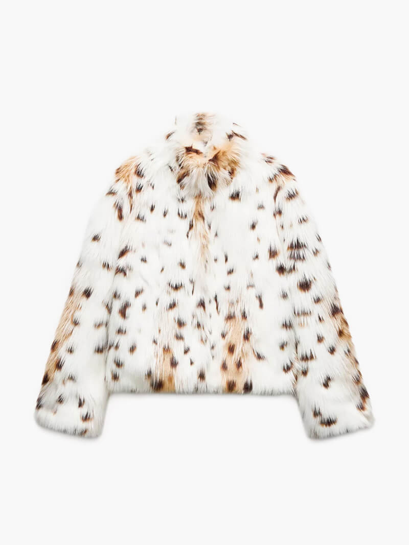 Clarisa | Women's jacket faux fur leopard print elegant