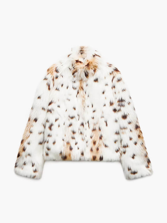 Clarisa | Women's jacket faux fur leopard print elegant