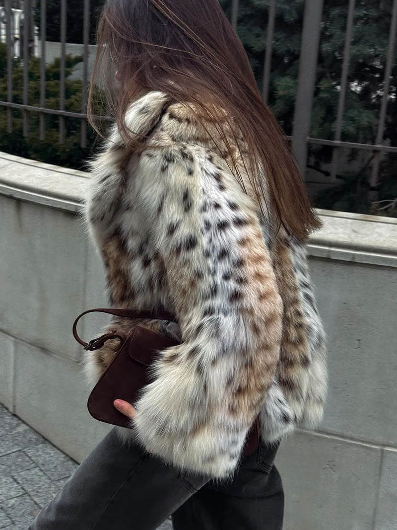 Clarisa | Women's jacket faux fur leopard print elegant