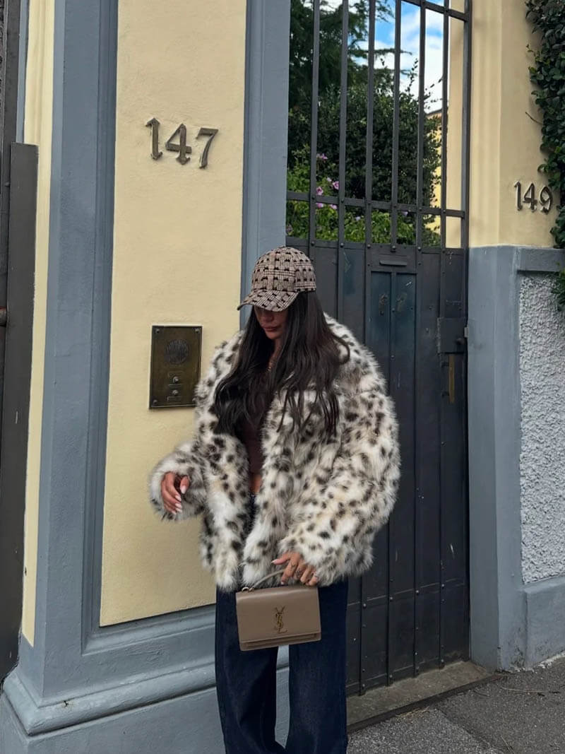 Clarisa | Women's jacket faux fur leopard print elegant