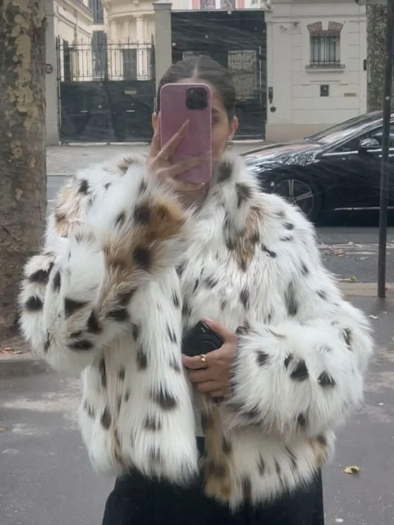 Clarisa | Women's jacket faux fur leopard print elegant