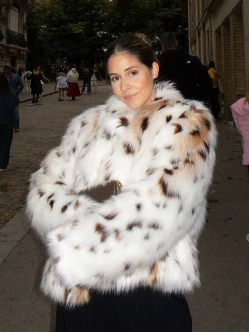 Clarisa | Women's jacket faux fur leopard print elegant