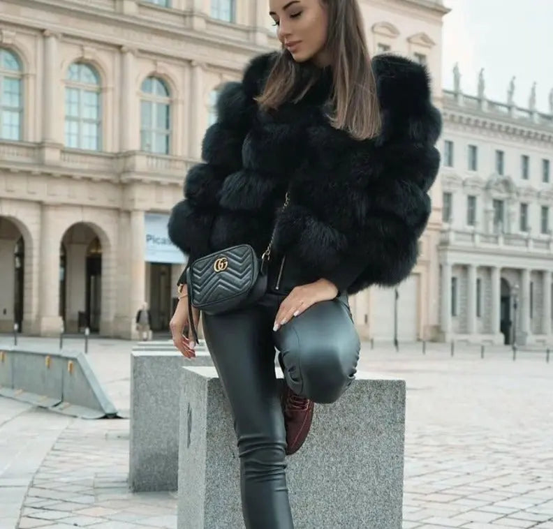 Dafne | Women's jacket faux fur voluminous design elegant jacket for women