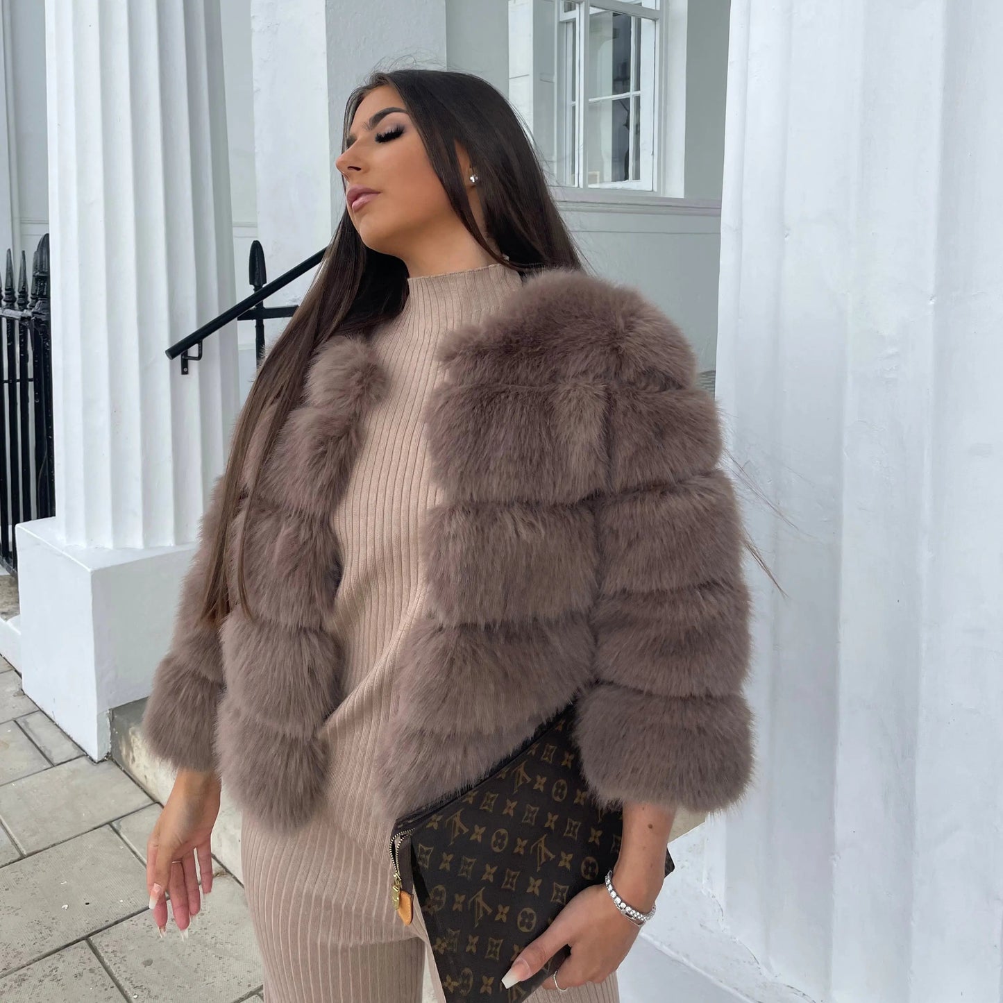 Dafne | Women's jacket faux fur voluminous design elegant jacket for women