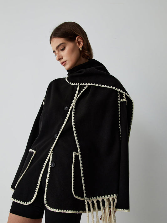 Edna | Women's jacket with contrast trim and scarf stylish