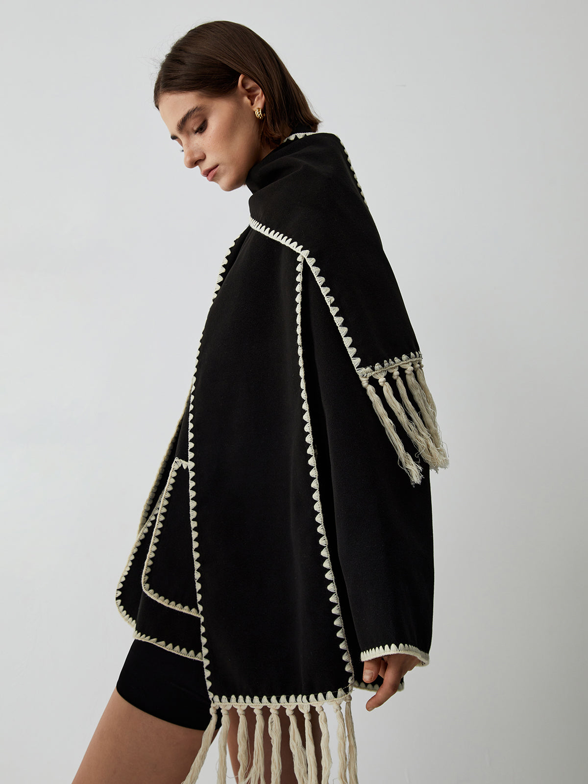 Edna | Women's jacket with contrast trim and scarf stylish