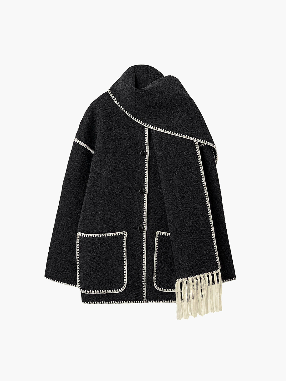Edna | Women's jacket with contrast trim and scarf stylish
