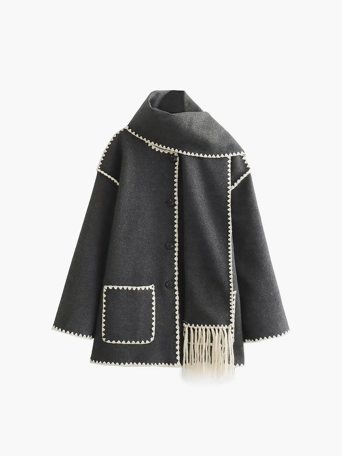 Edna | Women's jacket with contrast trim and scarf stylish