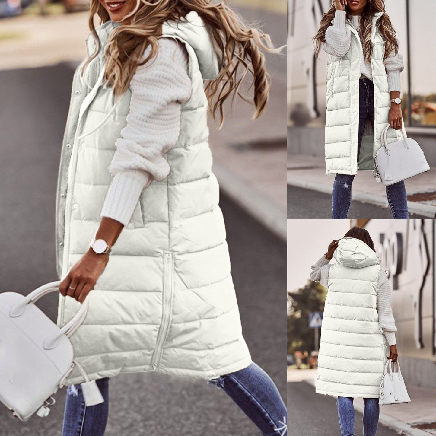 Kristen | Women's Hooded Longline Puffer Vest
