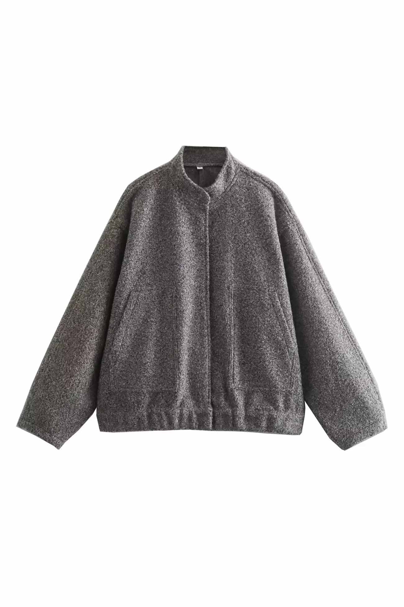 Annika® | Solid jacket with stand-up collar and button pocket