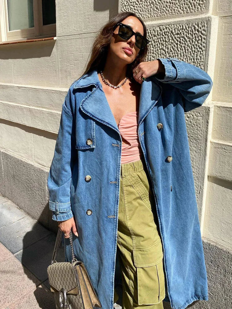 Sofia | Women's Oversized Denim Trench Coat