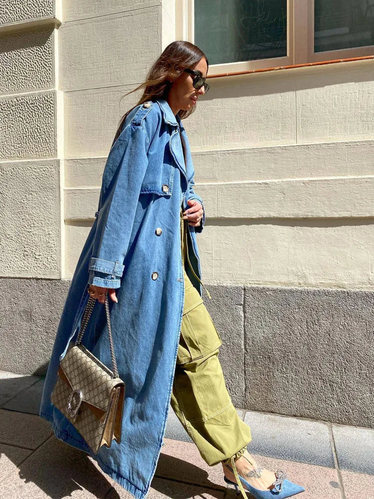 Sofia | Women's Oversized Denim Trench Coat