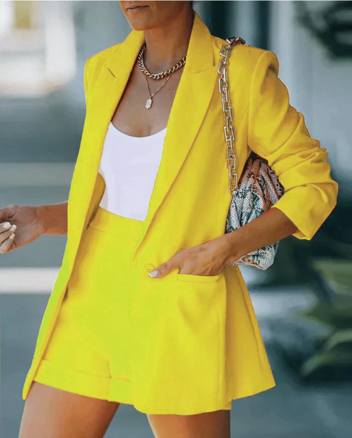 Arlene® | Blazer & Shorts Set. Elegant Two-Piece Outfit For Women