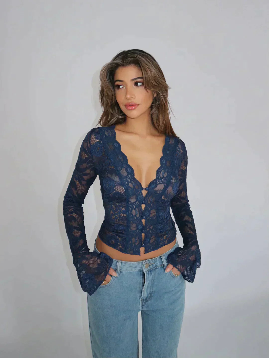 Arnelda® | Long Sleeve Lace Top