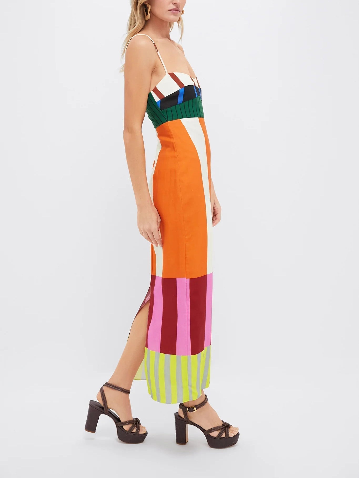 Theresa | Vibrant Geometric Striped Maxi Dress