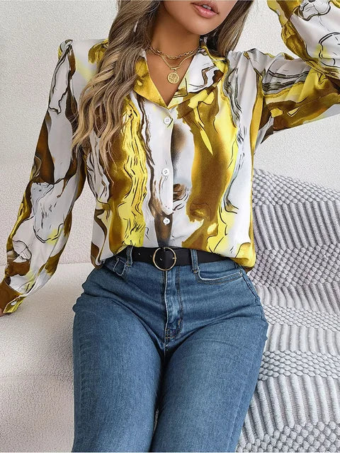 Armina® | Long-Sleeved Blouse Mit Marmormuster