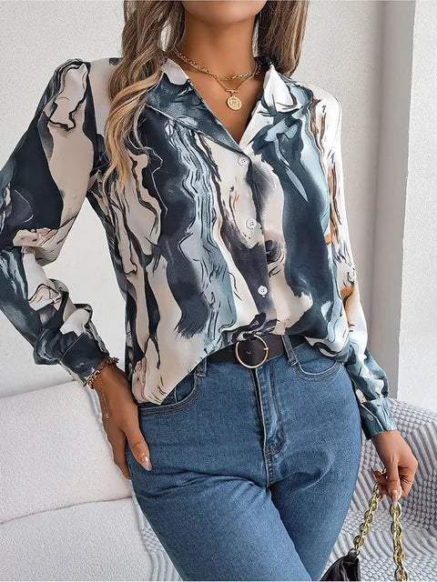 Armina® | Long-Sleeved Blouse Mit Marmormuster