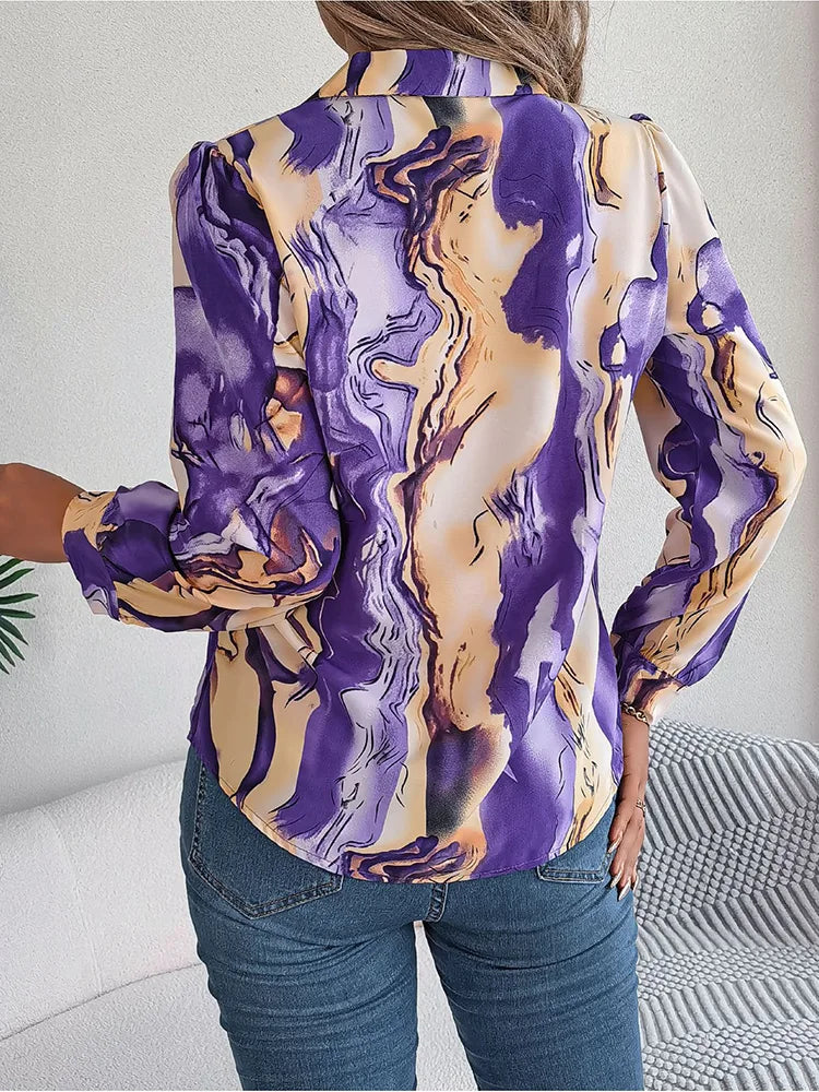 Armina® | Long-Sleeved Blouse Mit Marmormuster