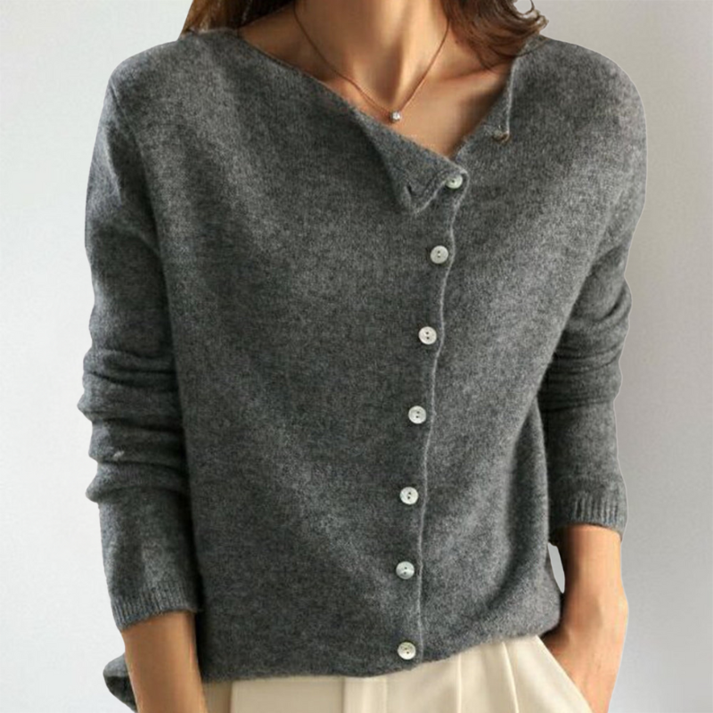 Belinda | Chic asymmetric button cardigan
