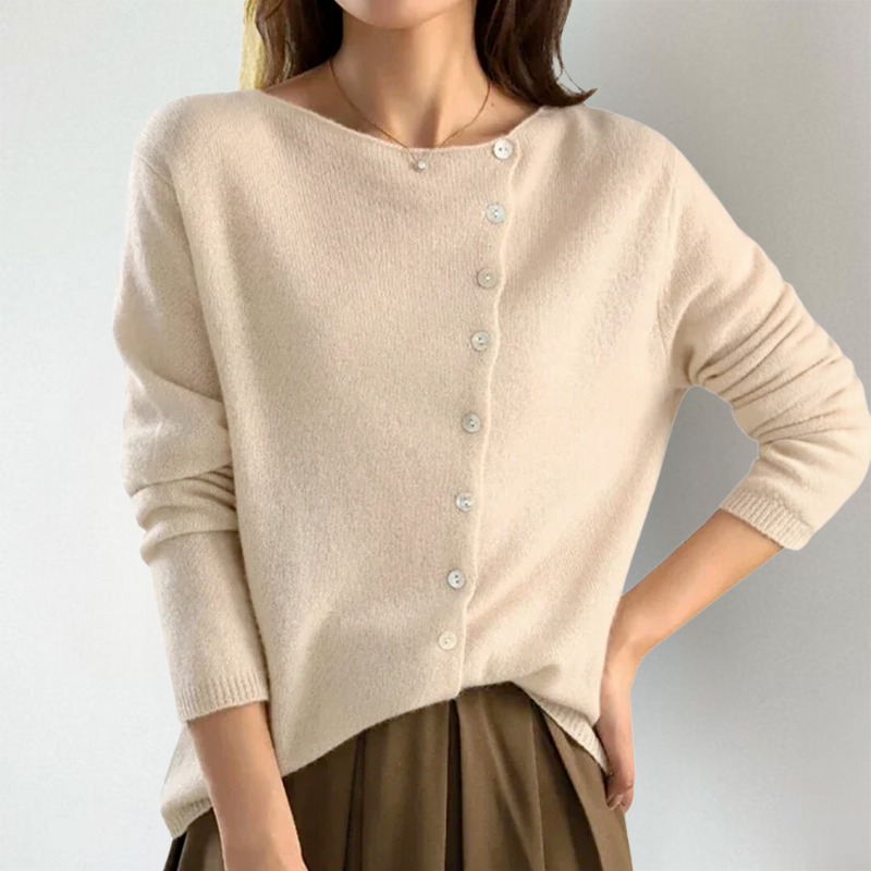 Belinda | Chic asymmetric button cardigan