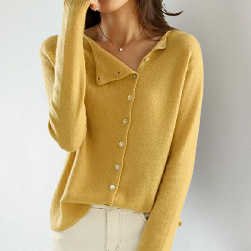 Belinda | Chic asymmetric button cardigan