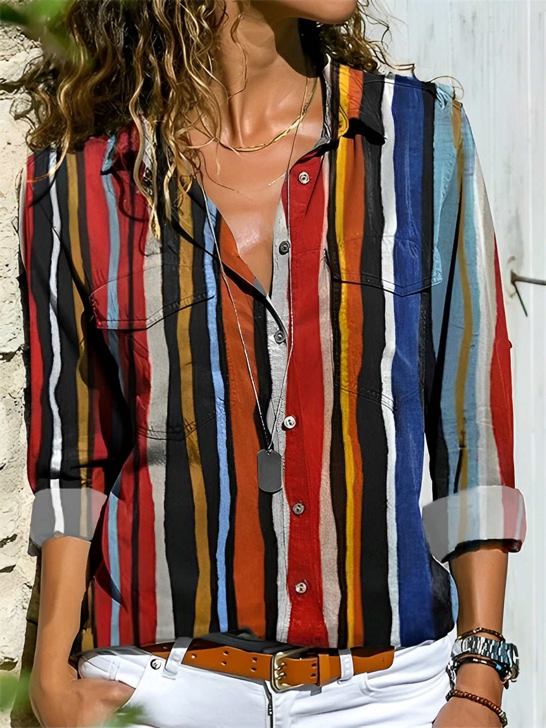 Cristina® | Abstract Patterned Shirt
