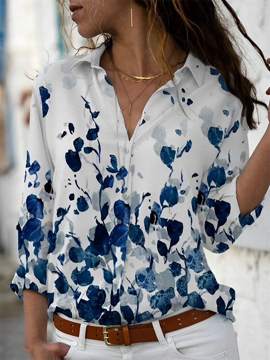 Cristina® | Abstract Patterned Shirt