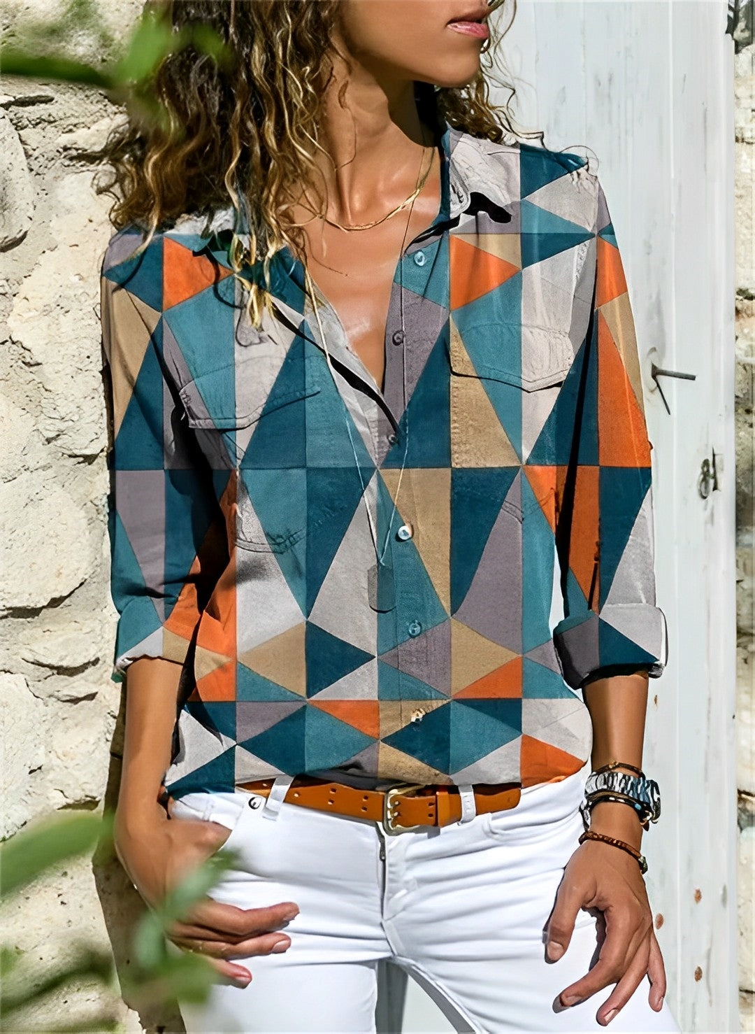 Cristina® | Abstract Patterned Shirt