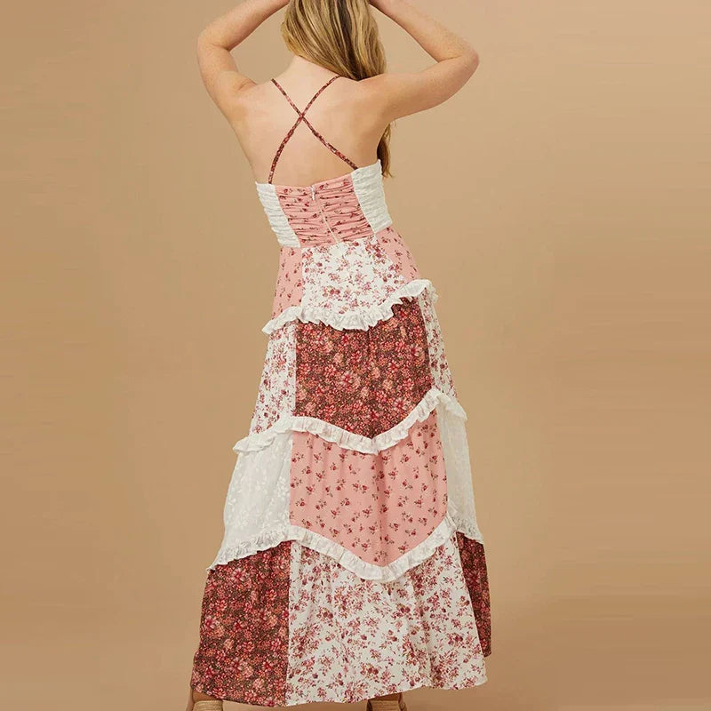 Dominique | Elegant Floral Pleated Dress