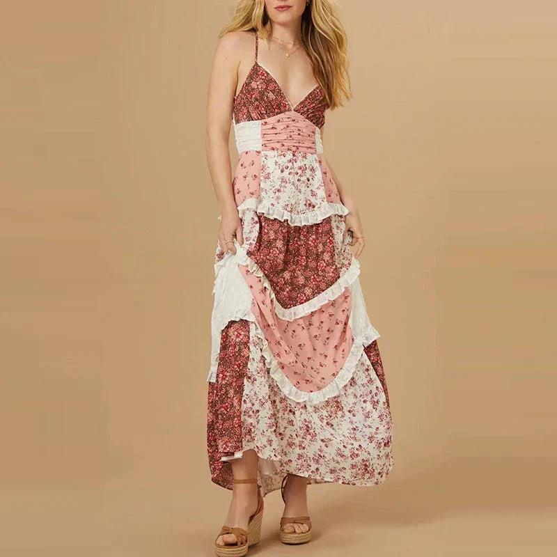 Dominique | Elegant Floral Pleated Dress