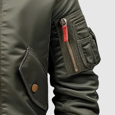 Men’s Bomber Jacket – Water-Resistant – Ribbed Trim – Zip Front – Utility Pockets