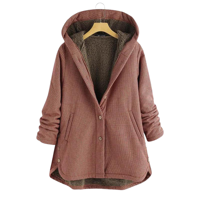 Women’s Hoodie Jacket – Fleece Lined – Relaxed Fit – Button Front – Hip Length