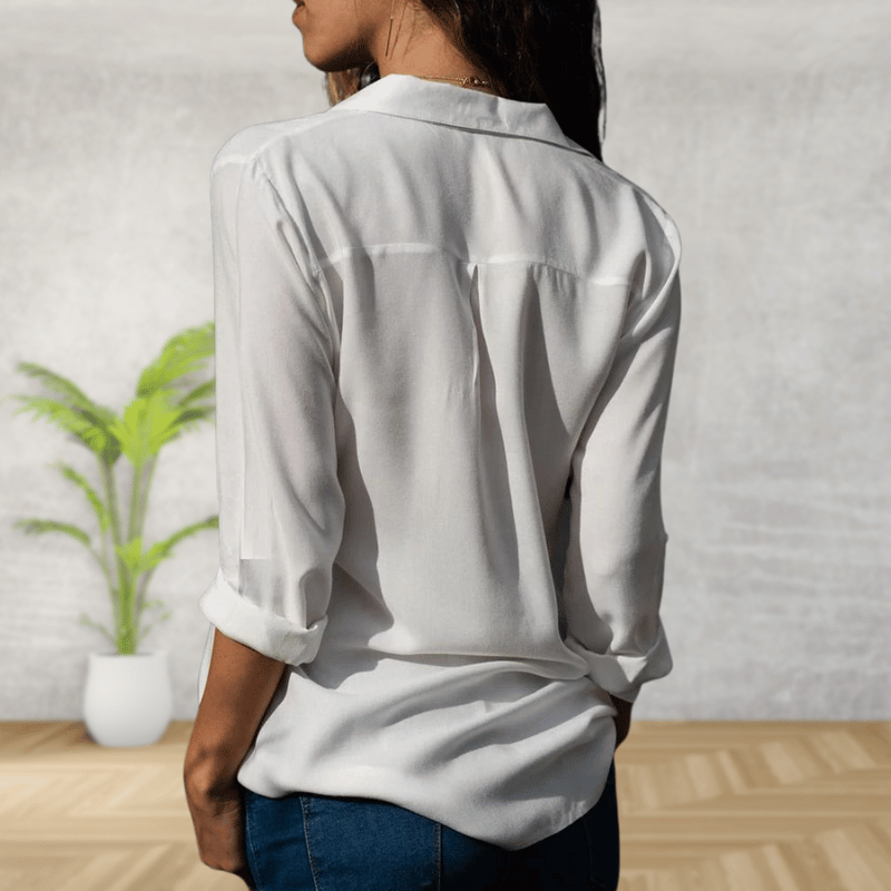 Evelina | Chic Shirt with Rolled Sleeves and Button Closure