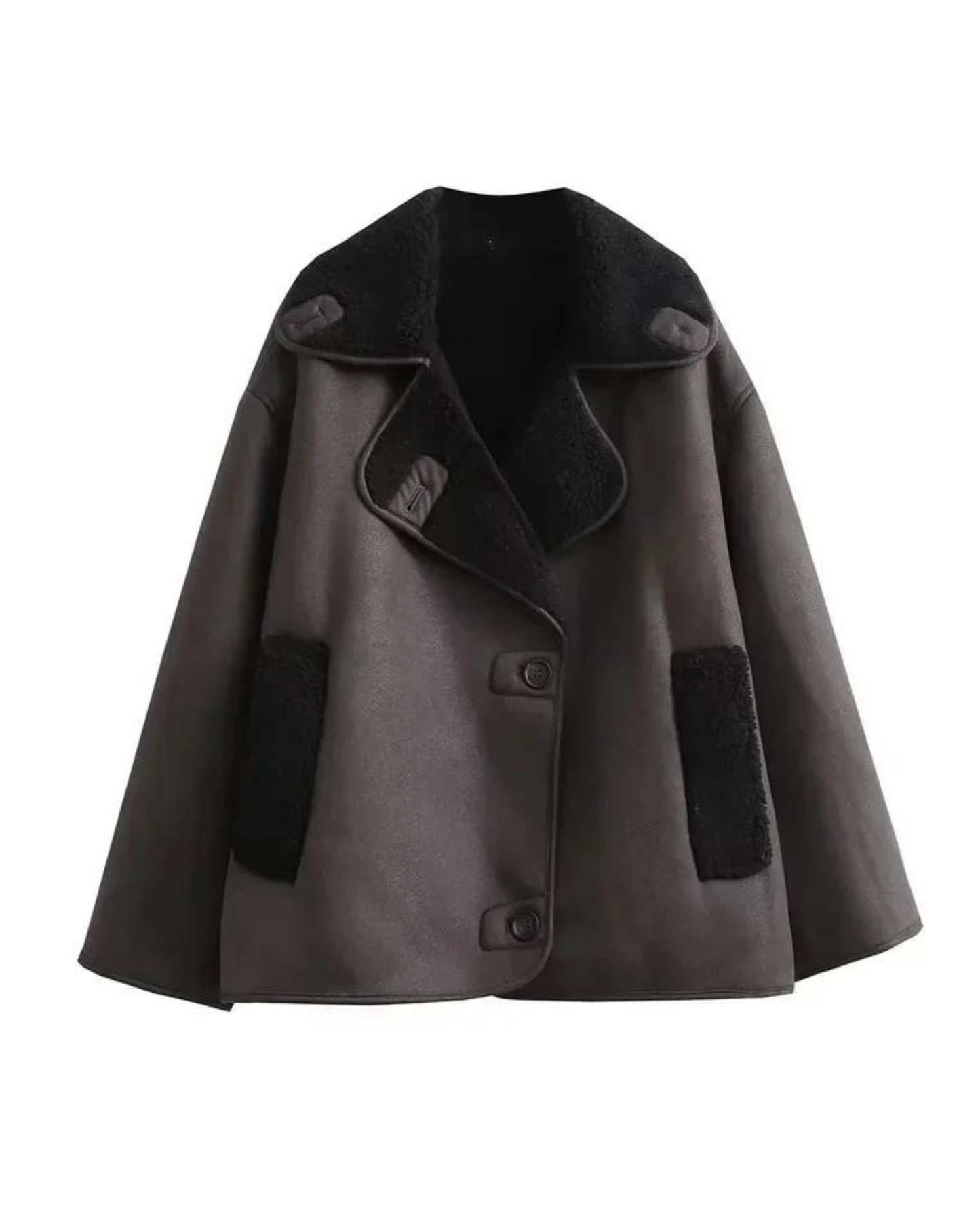 Aurora® | Oversized brown leather jacket