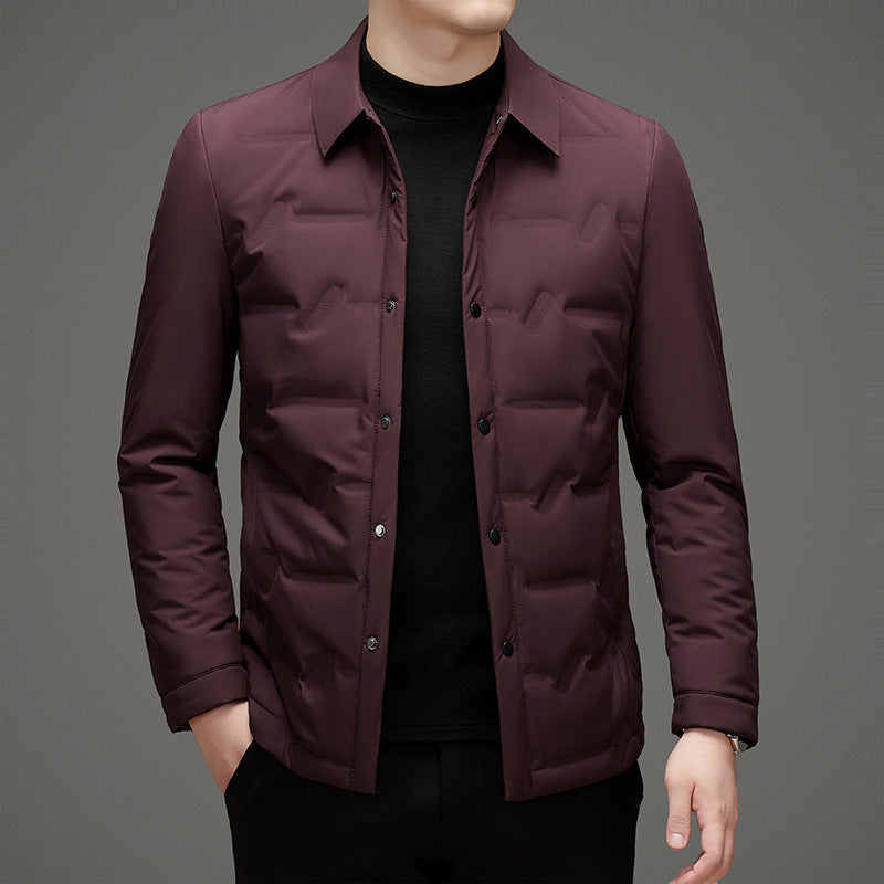 Men’s Down Jacket – Slim Fit – Quilted Padding – Button Front – Water-Resistant – Waist-Length