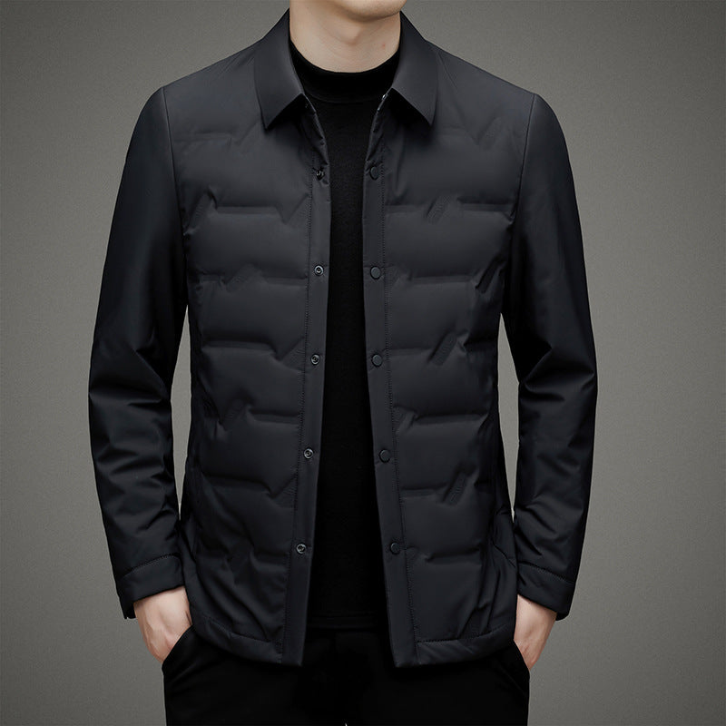 Men’s Down Jacket – Slim Fit – Quilted Padding – Button Front – Water-Resistant – Waist-Length