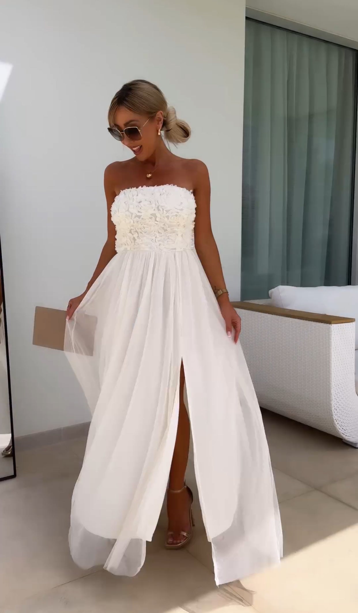 Elena® | Strapless lace maxi dress