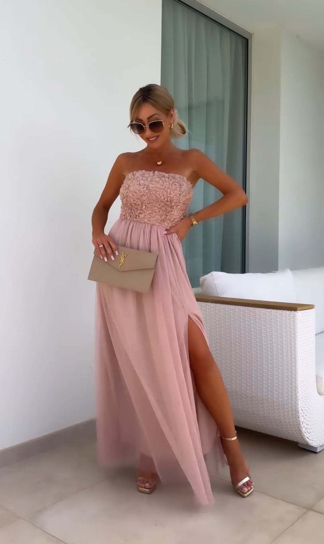 Elena® | Strapless lace maxi dress