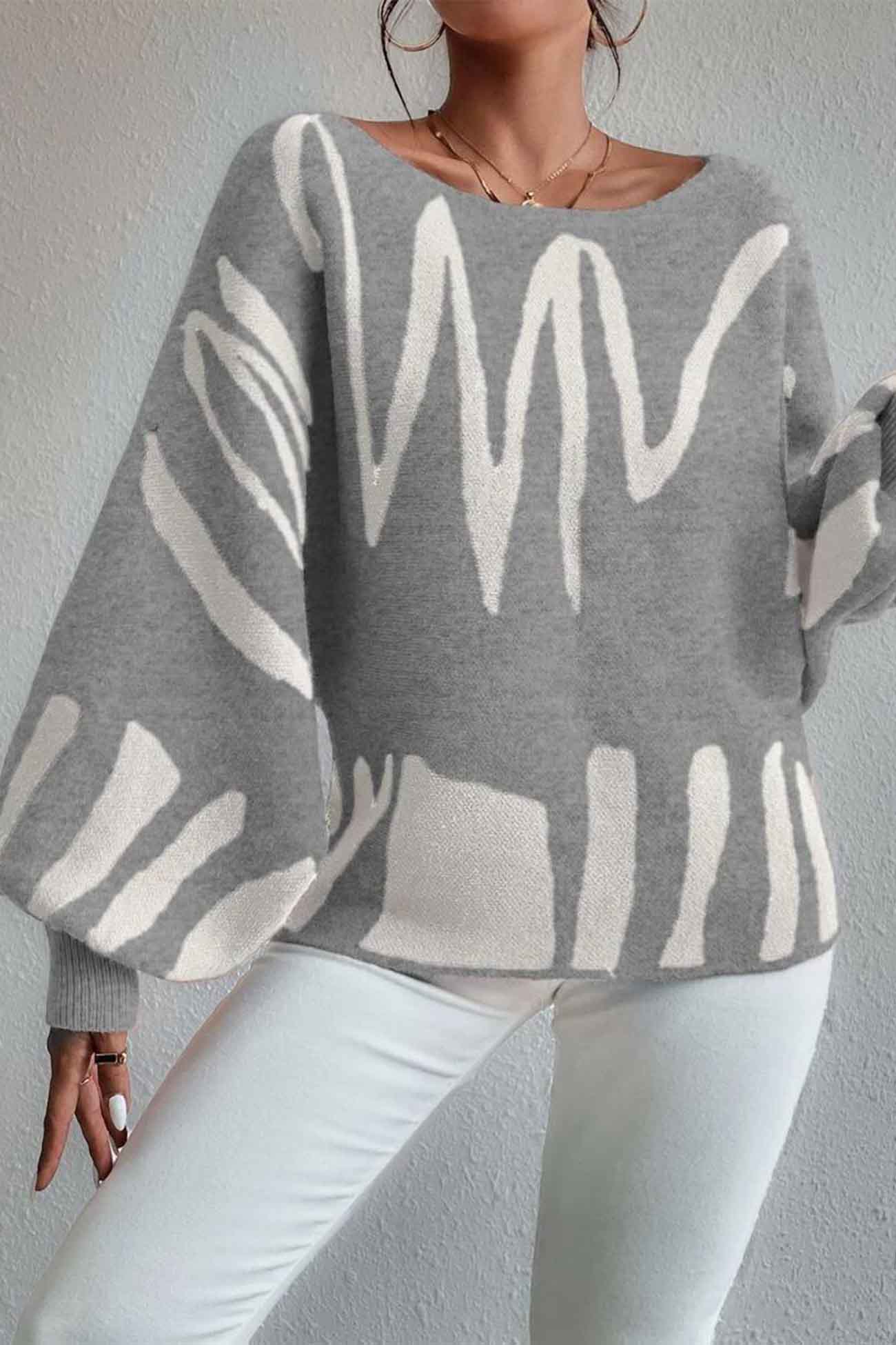 Anika® | Knitted sweater with geometric lantern sleeves