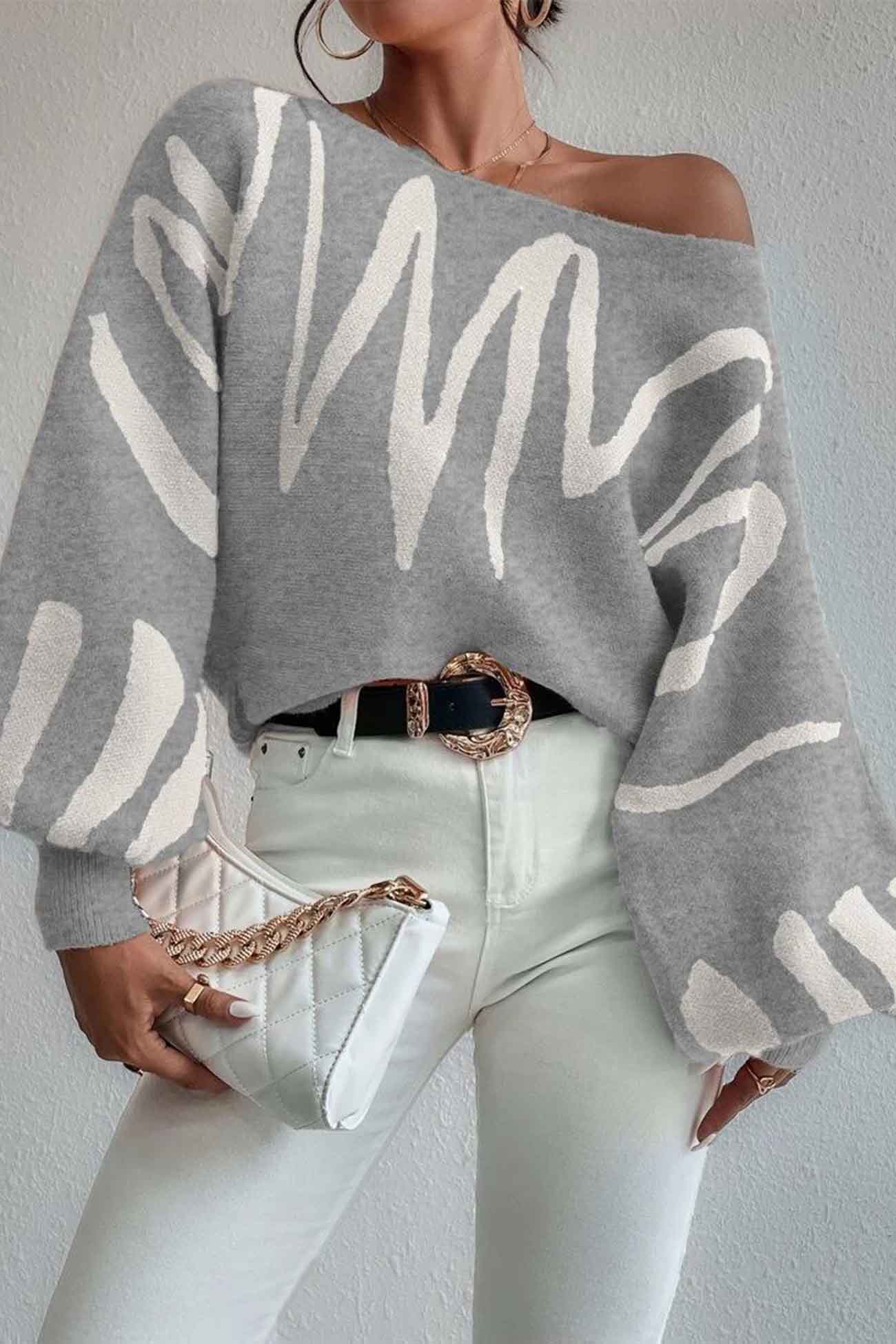 Anika® | Knitted sweater with geometric lantern sleeves