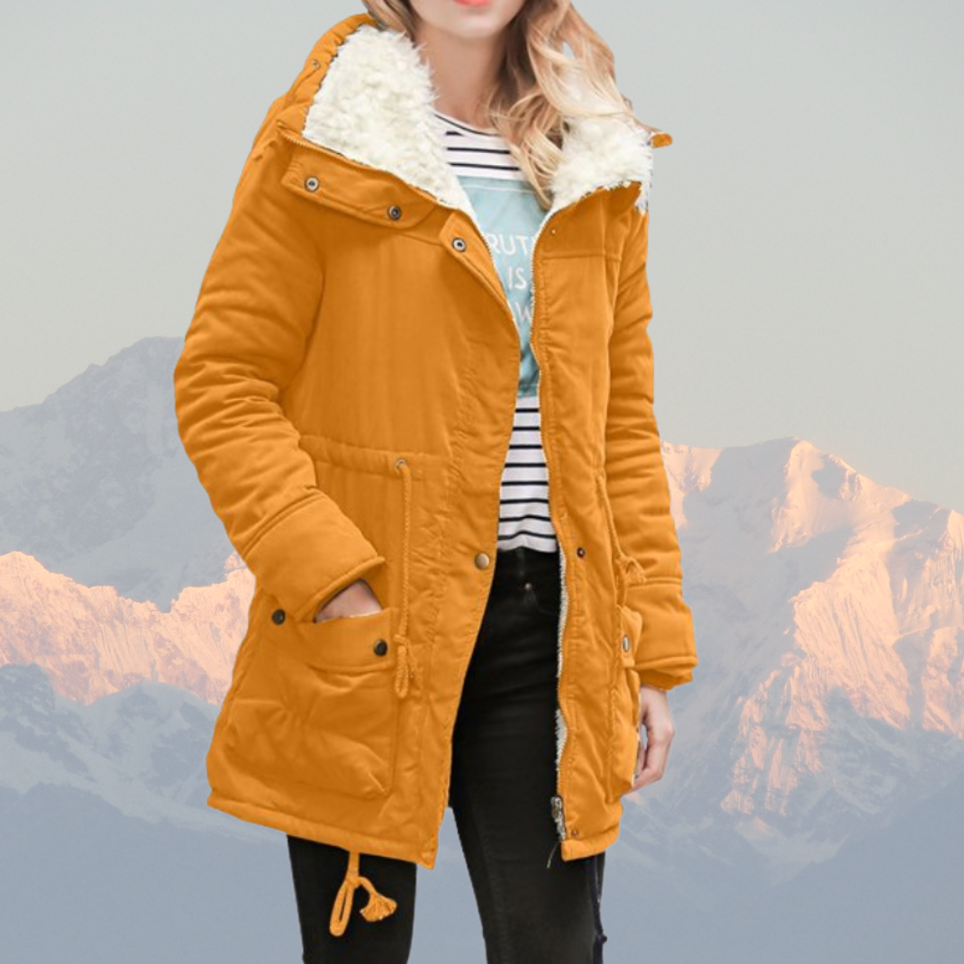 Women’s Parka Jacket – Water-Resistant – Plush Lined – Hooded – Adjustable Waist – Mid-Length